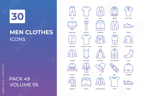 men clothes icons collection.