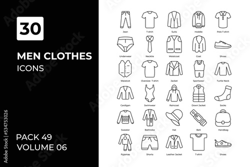men clothes icons collection.