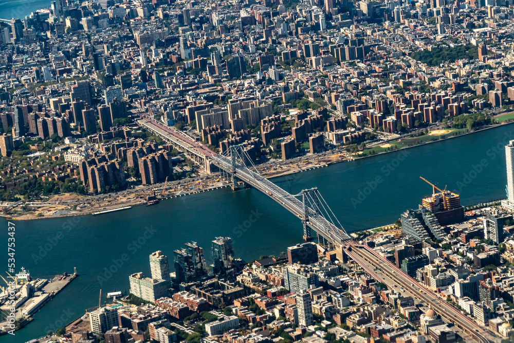 Obraz premium Aerial View of New York City and its Boroughs, Rivers, and Bridges