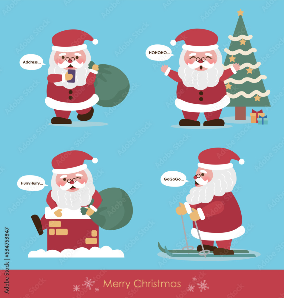 Four styles for Santa Claus. Four styles for Santa Claus.