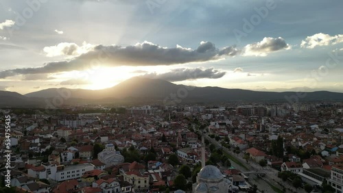 Prizren Old Town Aerial View. Popular Tourist Destination in Kosovo. Historic and touristic city located in Prizren. Balkans. Europe. 