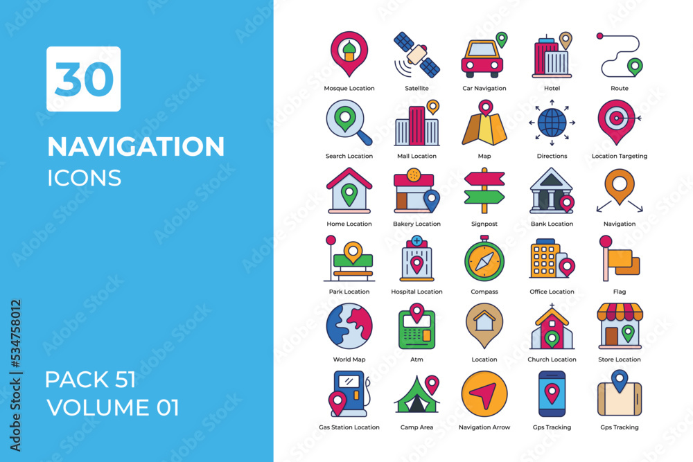 Navigation icons collection. Navigation icons collection.
