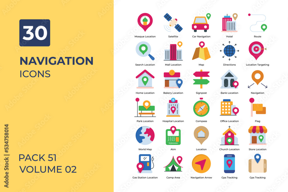 Navigation icons collection. Navigation icons collection.