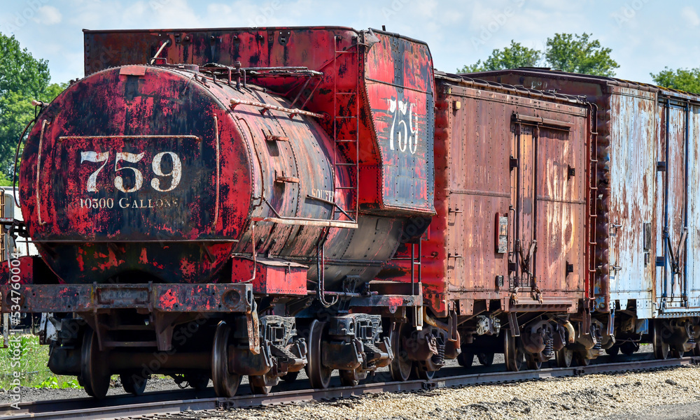 Abandoned rusty metal train cars Abandoned rusty metal train cars