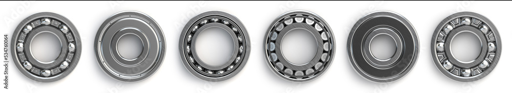 Set of different bakk and roller bearing isolated on white. Set of different bakk and roller bearing isolated on white.