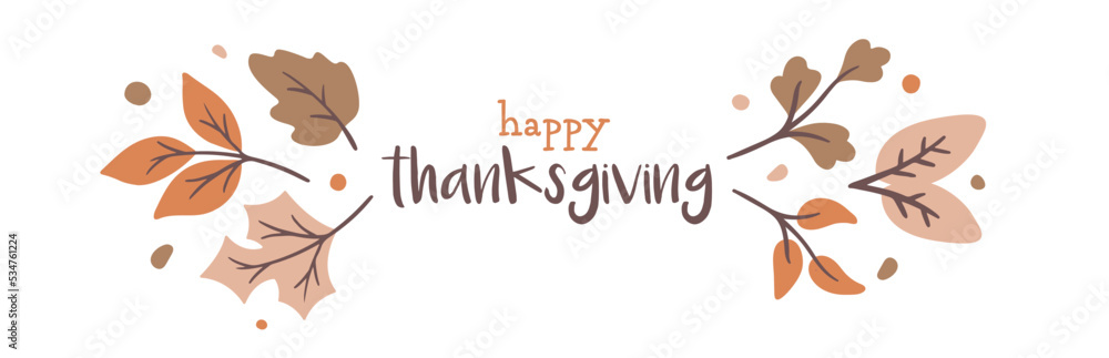 happy thanksgiving leaves flowers plants banner