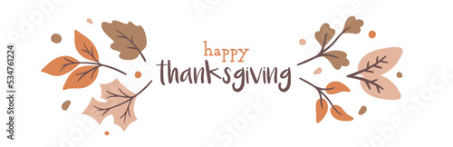 happy thanksgiving leaves flowers plants banner