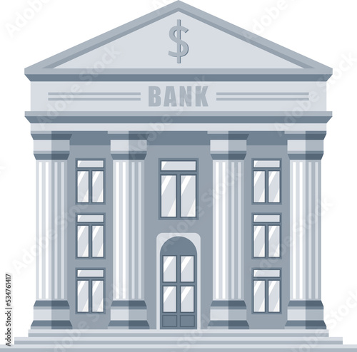 bank building architecture cartoon illustration isolated object