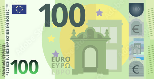 100 Euro money banknote cartoon illustration isolated object © BabyQ