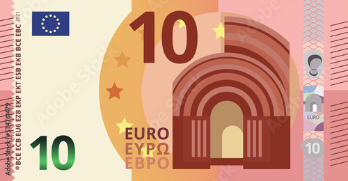 10 Euro money banknote cartoon illustration isolated object