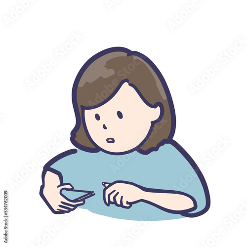 爪を切る女性のイラスト