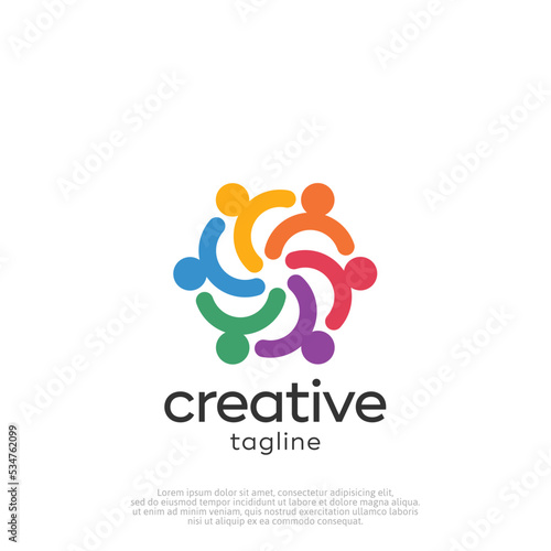 Abstract people colorful logo icon design minimal style illustration. community logo icon vector isolated.