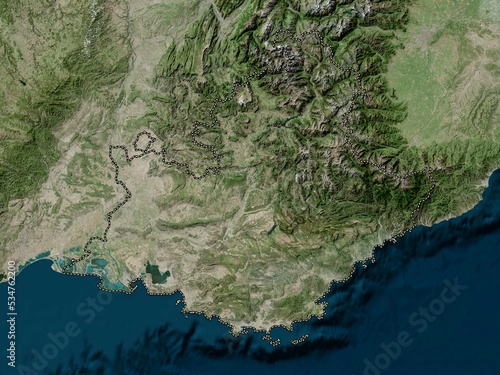 Provence-Alpes-Cote d'Azur, France. High-res satellite. No legend
