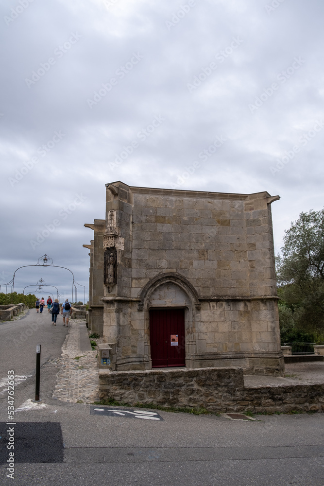 Historic Fortified Medieval City of Carcassonne, Aude, Occitanie, South France. Unesco World Heritage Site. Detail of Pont Veiux