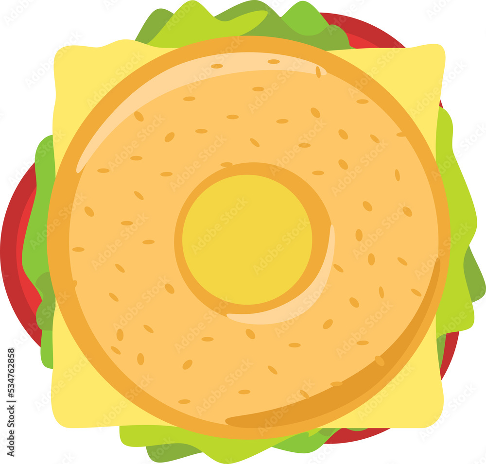 bagel sandwich from top view bagel sandwich from top view