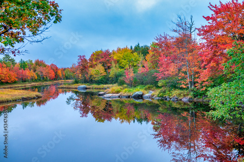 Lake and water reflections in foliage season