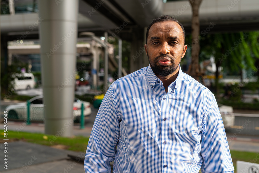 Naklejka premium Portrait of handsome black man in city ready for business