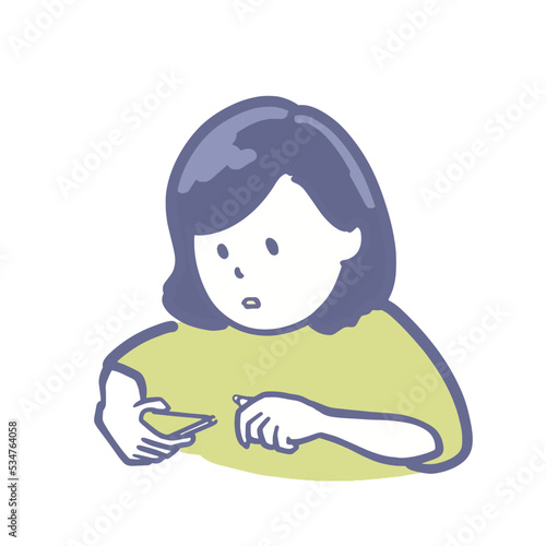 爪を切る女性のイラスト