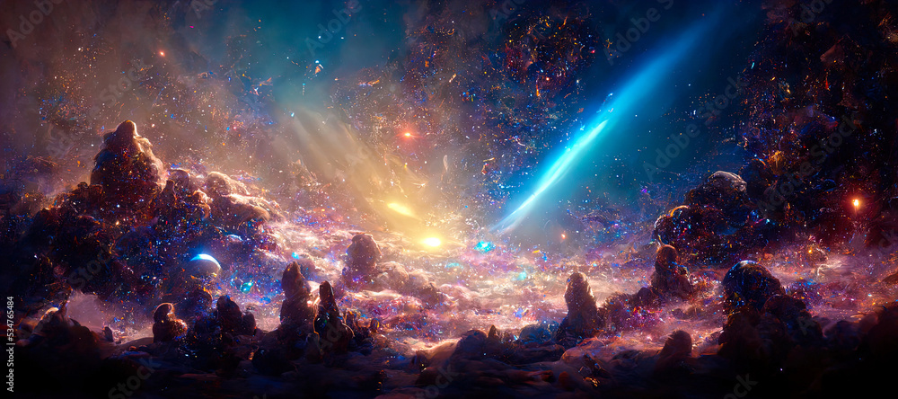space fantasy landscape with stars and nebulae in deep space universe space fantasy landscape with stars and nebulae in deep space universe
