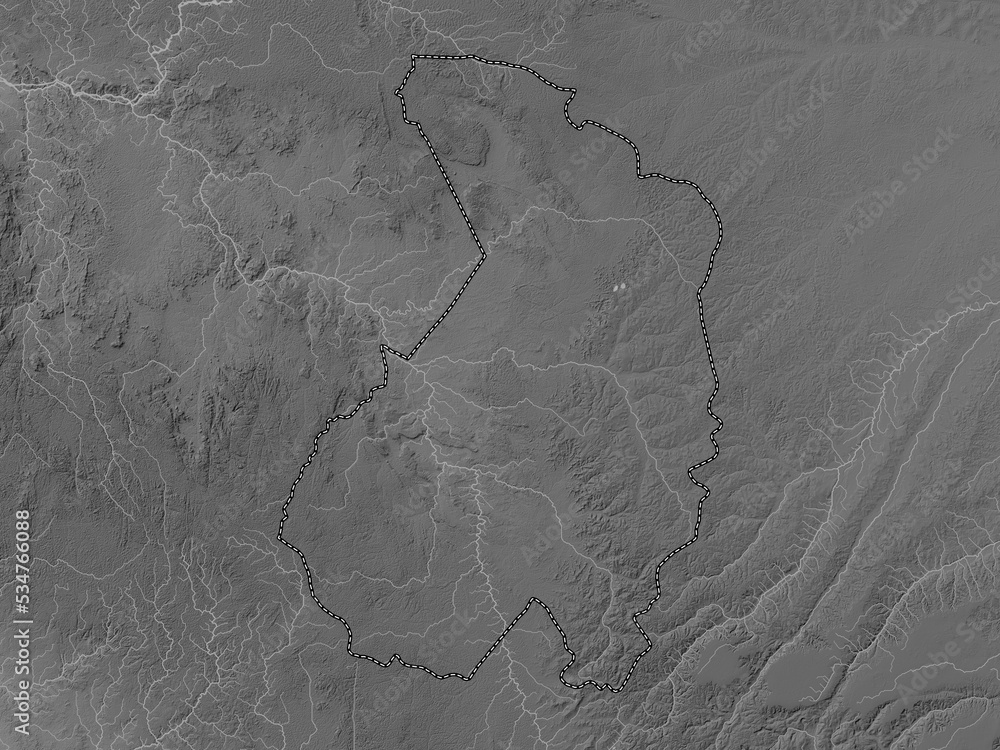 Naklejka premium Haut-Ogooue, Gabon. Grayscale. No legend