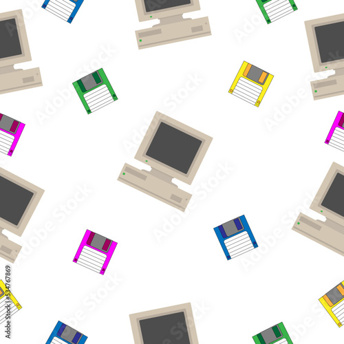 Old computer equipment on a white background.