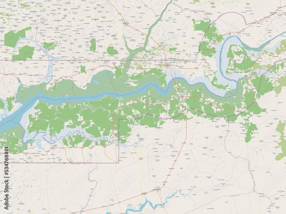 Naklejka premium Lower River, Gambia. OSM. No legend