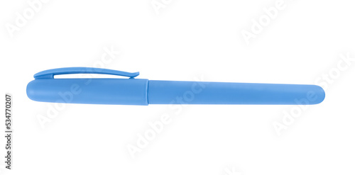 Blue pen with cap isolated on transparent background