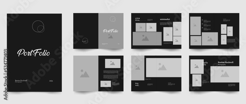 12 pages of minimalist photography portfolio layout design template.   photo