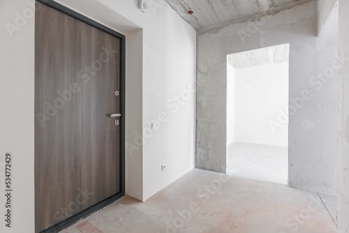 interior of the apartment without decoration in gray colors