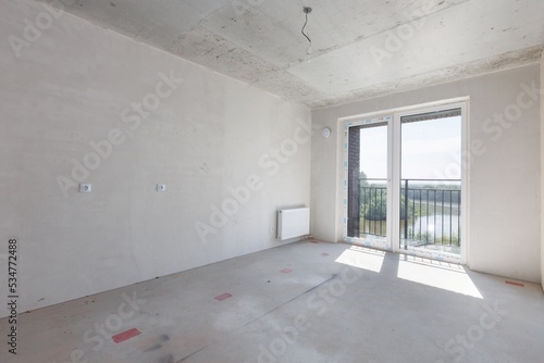 interior of the apartment without decoration in gray colors