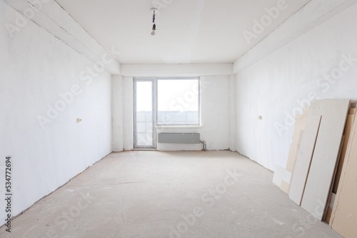 interior of the apartment without decoration in gray colors