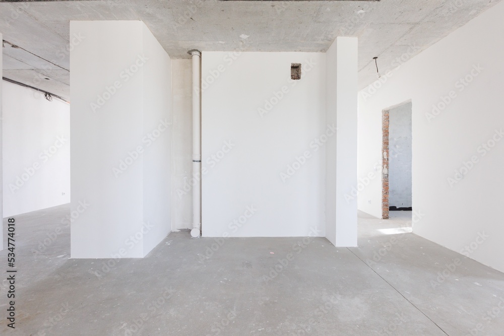 interior of the apartment without decoration in gray colors interior of the apartment without decoration in gray colors