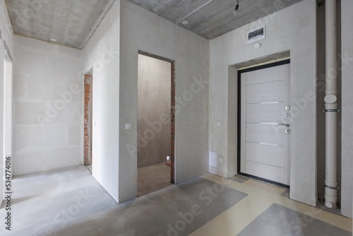 interior of the apartment without decoration in gray colors