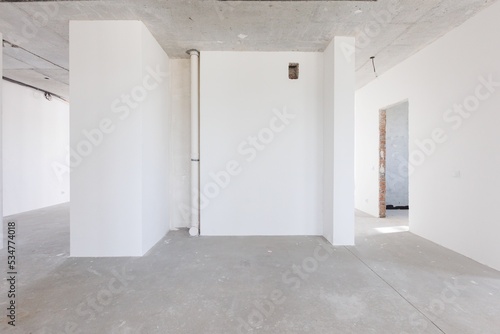 interior of the apartment without decoration in gray colors