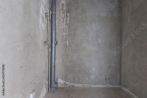 interior of the apartment without decoration in gray colors