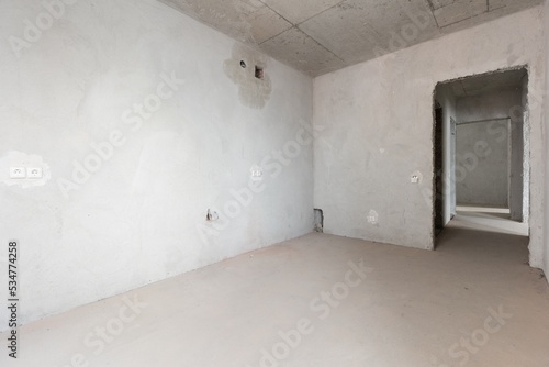 interior of the apartment without decoration in gray colors