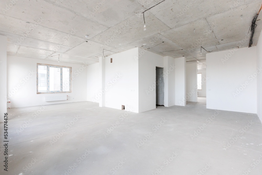 interior of the apartment without decoration in gray colors interior of the apartment without decoration in gray colors