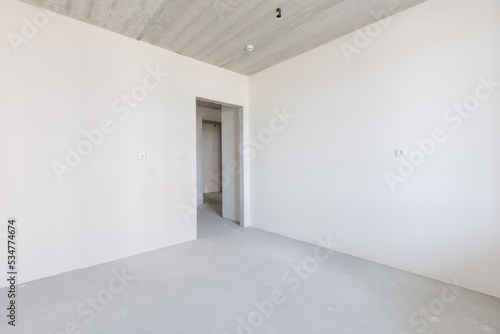 interior of the apartment without decoration in gray colors