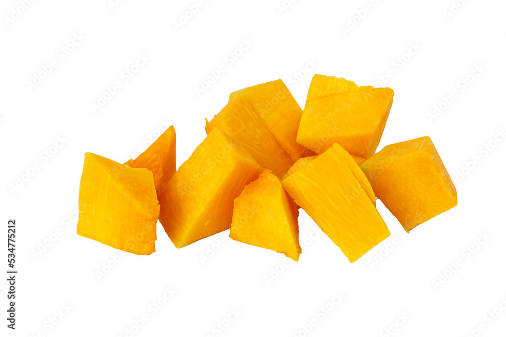pile of pumpkin pieces isolated on white background pile of pumpkin pieces isolated on white background