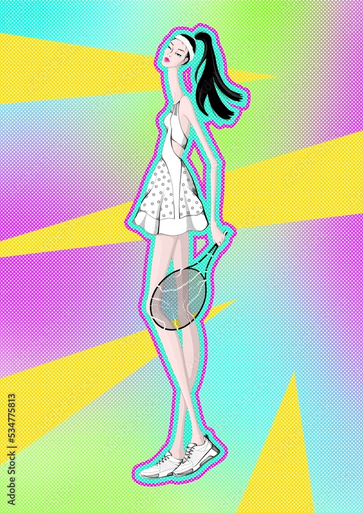 A sporty girl in a tennis outfit and with a racket in her hands A sporty girl in a tennis outfit and with a racket in her hands