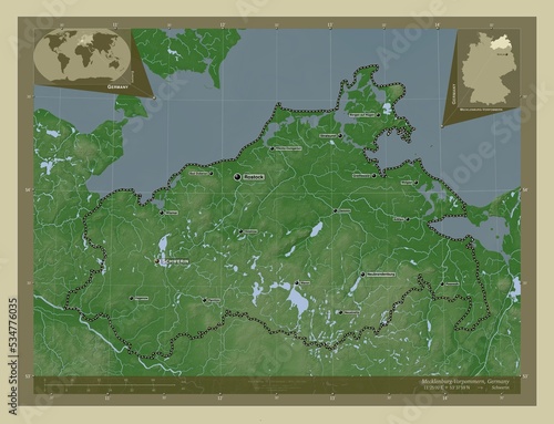 Mecklenburg-Vorpommern, Germany. Labelled points of cities photo