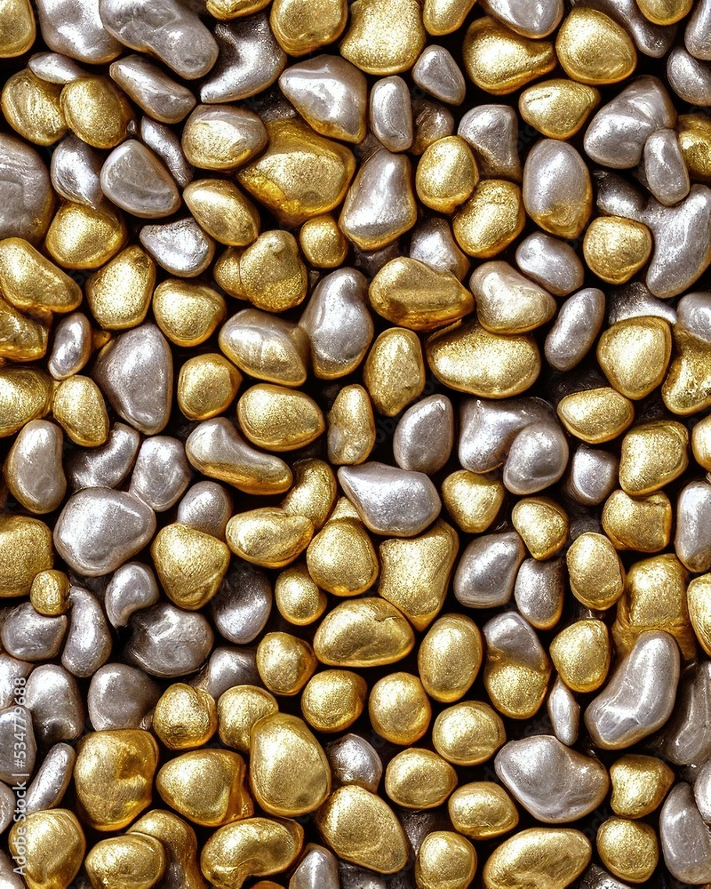 3D rendering ,lots of gold pebbles. 3D rendering ,lots of gold pebbles.