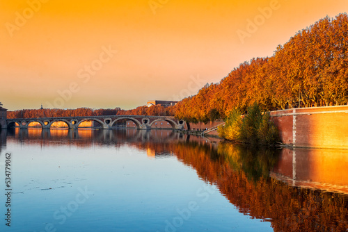 Autumn colors in Toulouse, France. Known as La Ville Rose