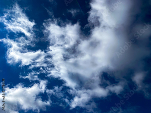 beautiful clouds against the blue sky on a sunny day