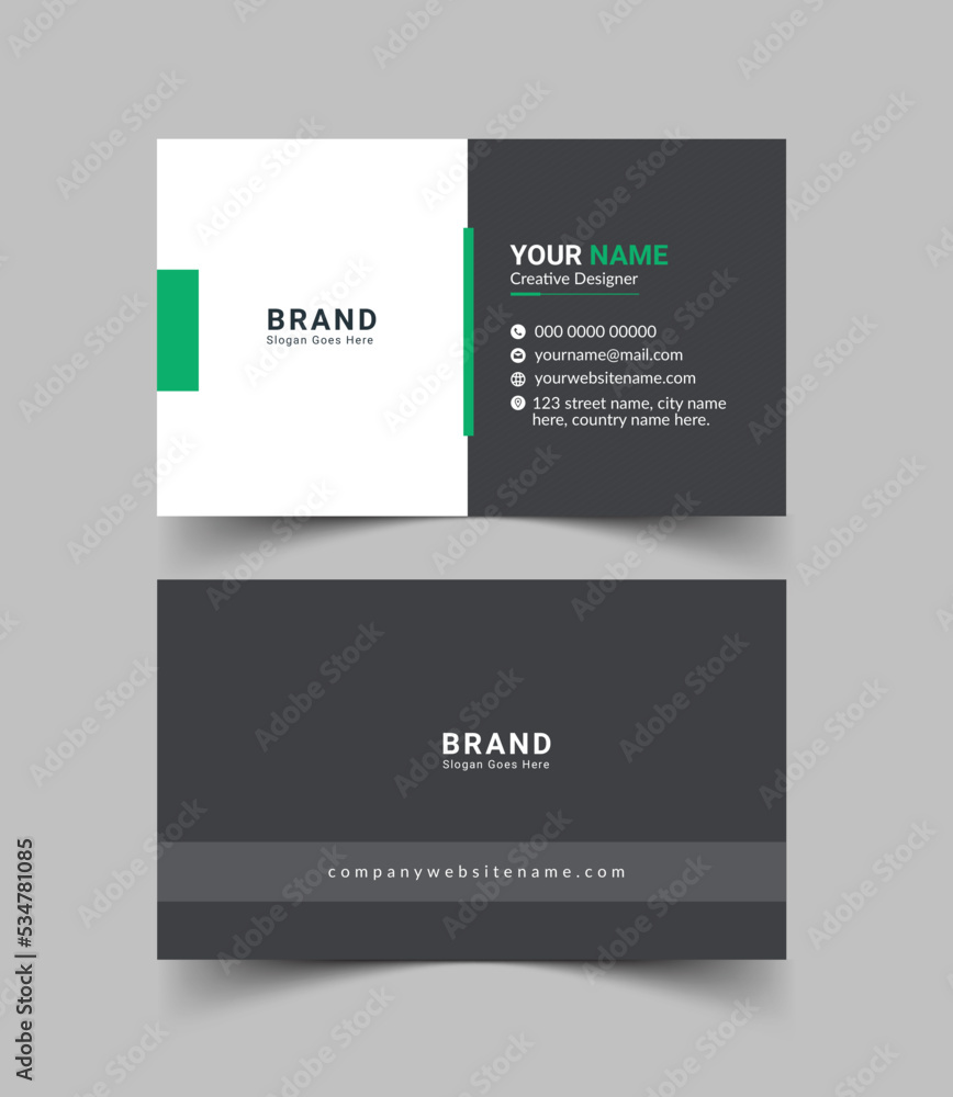 New Modern business card template design red, green, orange, and blue colors. Flat design vector abstract creative - Vector