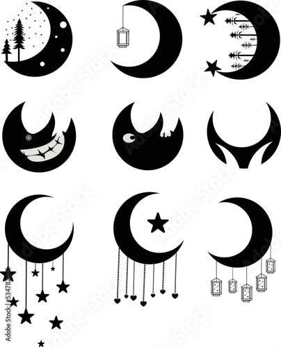 moon illustration and moon icon