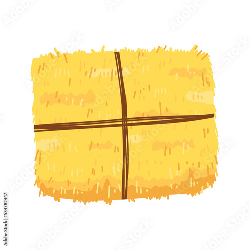 Agricultural haycock in cartoon flat style, rural hay rolled stack, dried farm haystack. Vector illustration of fodder straw