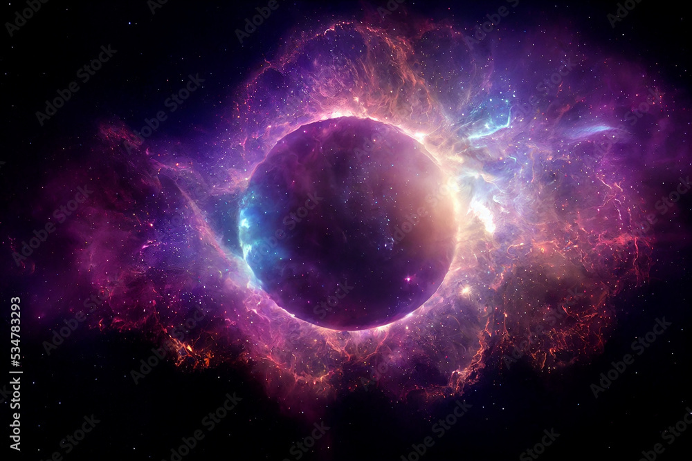 Obraz premium Astonishing Cosmic Wormhole Glowing Round Portal 3D Art Work Abstract Background. Super Massive Black Hole in Deep Space Fantastic Science Fiction Movie Scene. Distant Cosmic Worlds Stunning Wallpaper