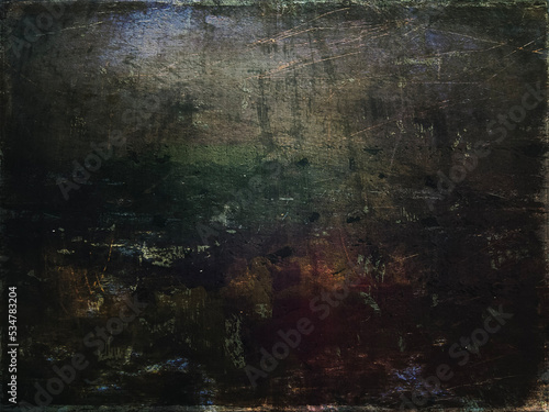 Fotografie Abstract Painterly Underwater Dark Background with Space for Text