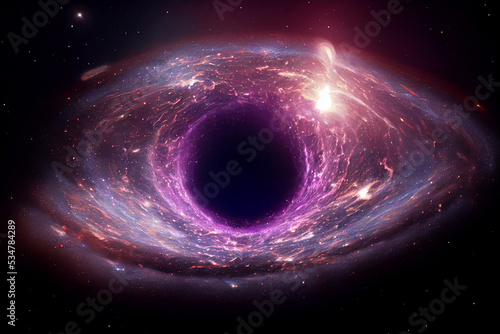 Supermassive Black Hole in The Center of Eye Galaxy 3D Art Work Awesome Abstract Background. Majestic Giant Cosmic Wormhole Portal in Deep Space Stunning Wallpaper. Distant Cosmos Researching Artwork